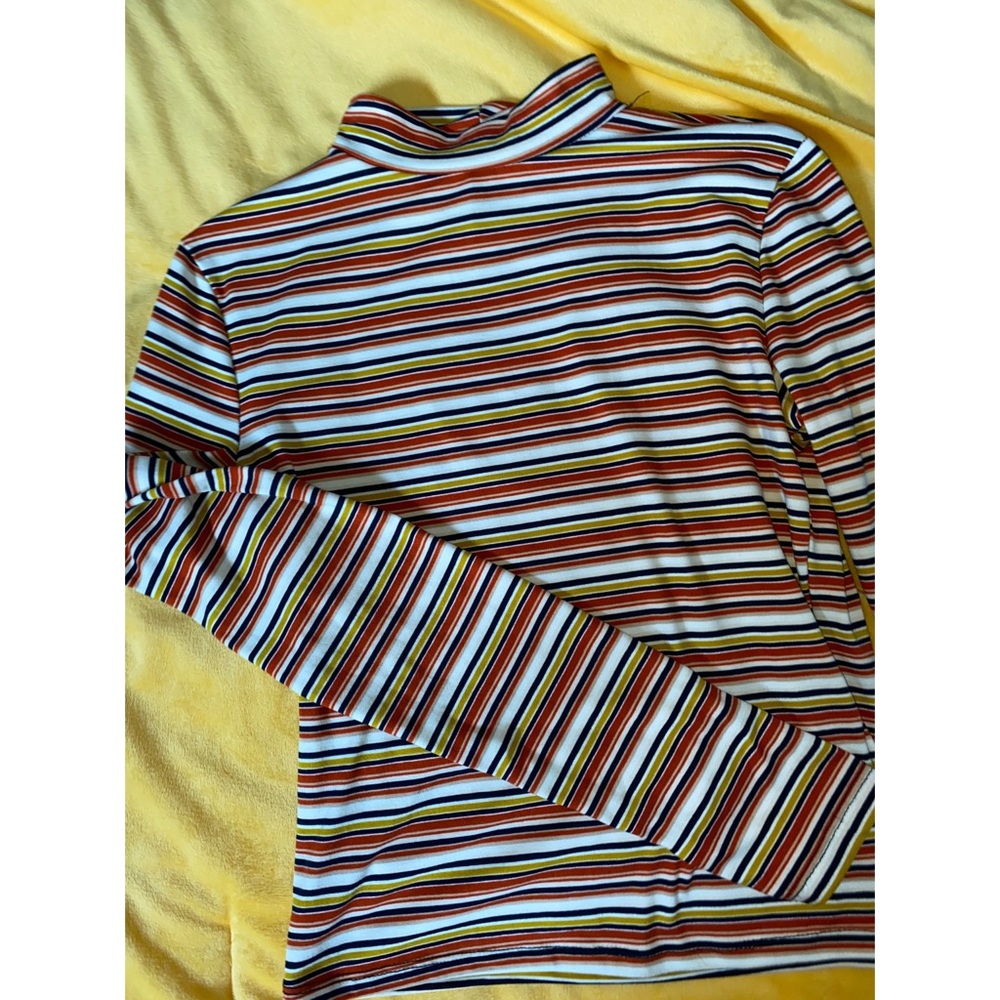 Long Sleeve Striped Mock Neck Forever 21